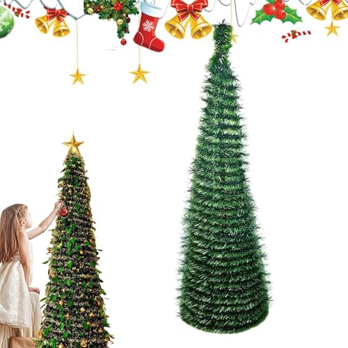 Albero Di Natale | Altezza 1.5 Metri Ornamento Festivo,Pieghevole per Feste Natalizie Invernali da Interni ed Esterni Cortile Portico Cucina Patio Classe Stagione Vacanze