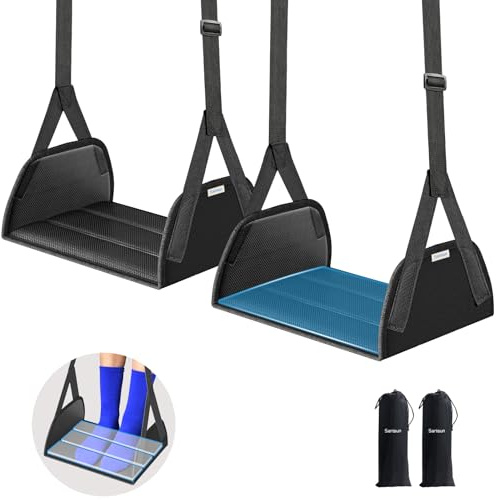 SARISUN 2er-Pack Fußstütze Flugzeug für Reisen, Foot Hammock Airplane, Flugzeug Fußhängematte mit breiter Hartfaserplatte, Flugzeug Fußstütze den Schreibtisch mit verstellbaren Trägern, Tragetasche