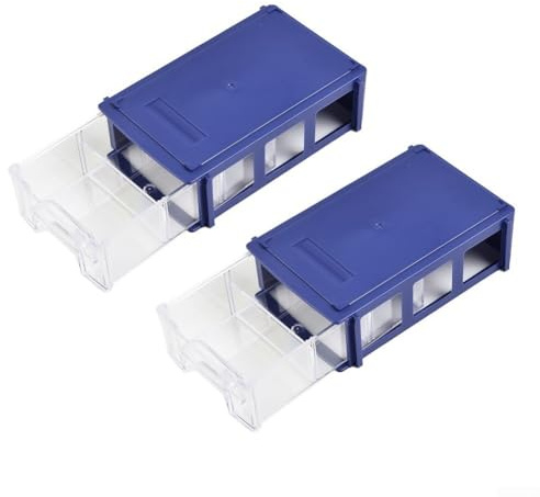 Contenitori impilabili in plastica, con cassetti trasparenti per viti, bulloni, accessori da cucito e organizzazione dell'officina (blu)