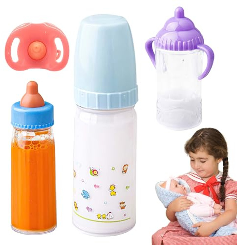 Milk Bottle Pretend Play Set - Babys Dolls Magic Milk Bottle, Magic MilkBottle, New Born Doll Feeding Set Accessories , Childrens Babys Doll MagicFeeding Bottles, MilkJuice Bottles For Reborn Dolls