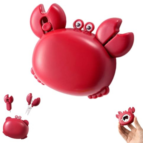Crab Multifunctional Bottle Opener,Crab Shaped 4-in-1 Magnetic Refrigerator Magnet with Retractable Scissors,Box Cutter,Bottle Opener,Portable Household Crabs Gadget Tool (Red)
