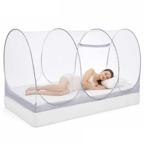 KOOMUAO Moskitonetz Pop Up,200 x 100 x 90 cm,Tragbares Campingzelt MoskitonetzBett,Ultraleichtes Faltbares Mückennetz mit Reißverschluss für Bett, Etagenbetten, Reisen, Outdoor Campin, Hotels