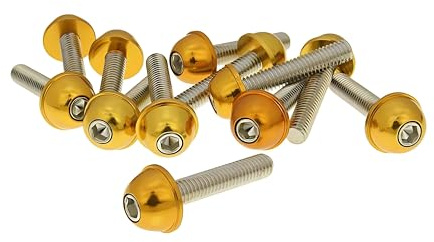 Schraubensatz 12 Stück Alu-Kappe Gold - M6x30