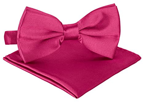 BomGuard Herren Fliege Einstecktuch für Erwachsene - Männer Damen Mann Jugendliche + Tuch, pink