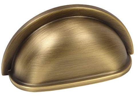 Cosmas 10 Pack 4310BAB Brushed Antique Brass Cabinet Hardware Bin Cup Drawer Handle Pull - 3 Inch (76mm) Hole Centers