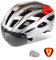 Shinmax Fahrradhelm Herren Damen Fahrradhelm mit Visier Magnetische Abnehmbarer Schutzbrille Fahrradhelme mit Licht für Erwachsene MTB Helm Radhelm Einstellbarer Atmungsaktiv Sicherheitsschutz NR-096