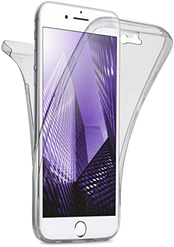 moex Double Case für iPhone 7 Plus/iPhone 8 Plus Hülle Silikon Transparent, 360 Grad Full Body Rundum-Schutz, Komplett Schutzhülle beidseitig, Handyhülle vorne und hinten - Grau
