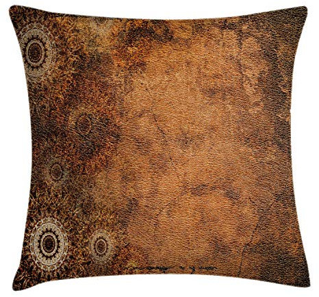 ABAKUHAUS Bräunen Kissenbezug, Im Alter von Textur Vintage Blumen, mit Reißverschluss Waschbar Beidseitiger Digitaldruck Klare Farben Hochwertige Stoff, 40 x 40 cm, Hellbraun Braun