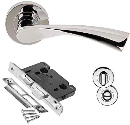 Golden Grace Astrid Twist Design Modern Bathroom Door Handle in Polished Chrome