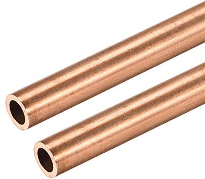 sourcing map Copper Round Tube, 6mm OD 1mm Wall Thickness 300mm Long Straight Pipe Tubing 2 Pcs