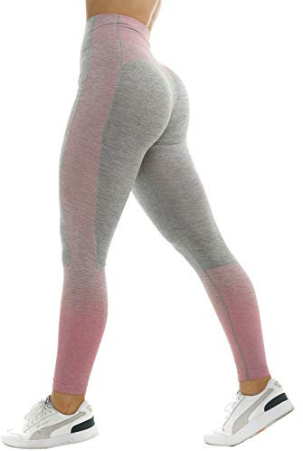 TSUTAYA Pantalon de yoga taille haute pour femme Gym Active Vital Entraînement sans couture Legging contrôle du ventre - rose - Taille M