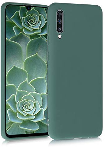 kwmobile Hülle kompatibel mit Samsung Galaxy A70 Hülle - weiches TPU Silikon Case - Cover geeignet für kabelloses Laden - Blaugrün