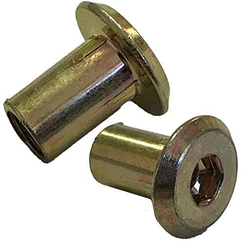 (10) ADL M6 x 12mm Gold Brass Yellow Furniture Connector Bolt Cap Nuts Joint Fixing Unit Cot Bed Allen key socket M5