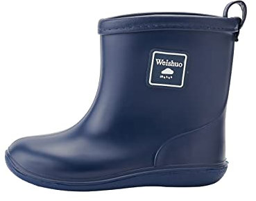 Weishuo Botas de Agua para Niños Unisex Bota de Goma Impermeable Lluvia Bebé Niñas, Talla del Fabricante 18, 27 EU, Azul oscuro