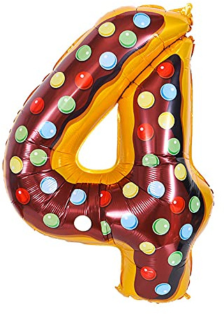 ANCLLO 81,3 cm Donut-Luftballon, Geburtstags-Folienballon, Party-Dekoration, Helium, Mylar, digitale Luftballons, Donuts (Nummer 4)