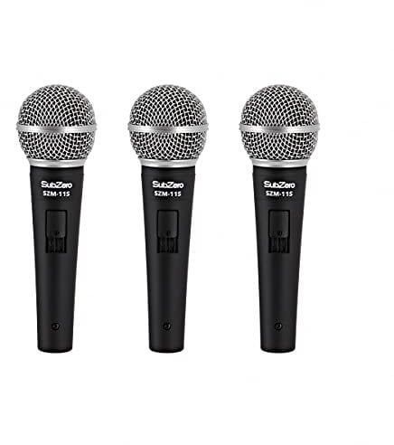 SUBZERO Dynamic Vocal Microphone with Switch, 3 Pack