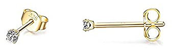 SNORSO Boucles d'oreilles Femme Argent 925, Clous d'oreilles Plaqué Or Avec Zircone Cubique 3mm Rondes pour Femme Fille