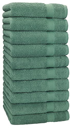 Betz 10 Stück Premium Handtücher hochwertiges Handtuch saugstark 100% Baumwolle Größe 50x100 cm Farbe tannengrün