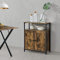 [en.casa] Beistelltisch Aremark mit Schrankfächer Nachttisch mit Ablage Kommode Schrank 79x60x30cm Dunkler Holzton