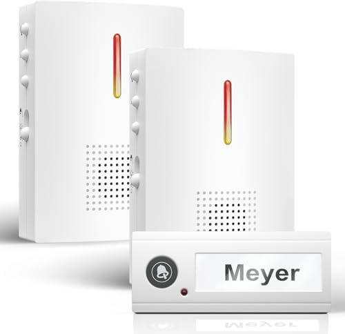 Oule GmbH Türklingel Weiß/perlweiß Wasserdicht Tragbares Funkklingel Set, Funk Türklingel Kit, Schnurlose Türklingel, 36 Melodien, bis zum 100m Reichweite Rein Batteriebetriebene Klingel