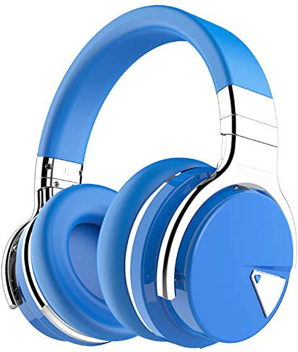 ZTBGY Active Noise Cancelling Headphones,Bluetooth Headphones with Microphone Deep Bass Wireless Headphones Over Ear Comfortable Protein Earpads 30 Hours Playtime,for DJ/TV/PC/Phone (Blue)