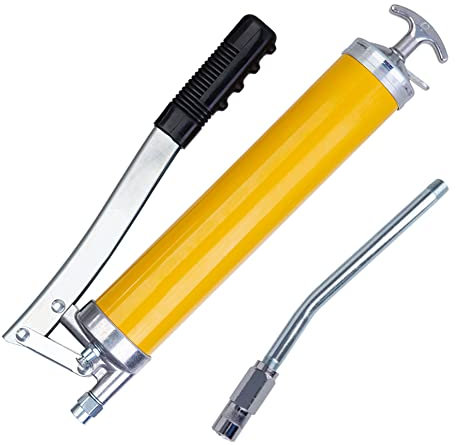 Lubricant Applier Kit with Rigid Hose Pipe Extension and Locking Tip | Easy Prime Cold-Rolled Steel Lubricant Applier with 400cc Cartridge Can | Max Pressure 10,000psi