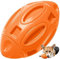 Taozoey Gummi-Kauball mit Quietscher, Quietschende Gummi Rugby-Kauball, Fast Unzerstörbares und Langlebiges Interaktives Haustierspielzeug für Mittelgroße und Große Rassen (Orange)