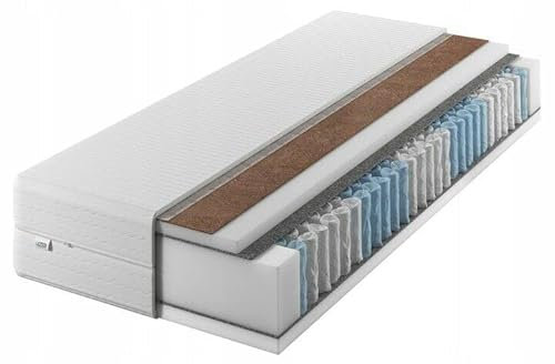 IZER Matratze 140x200 24 cm Taschenfederkern Härtegrad H3 H4 7 zonen Bett Matratzen 2 in 1 kokosfasern Rollmatratze Komfortschaum
