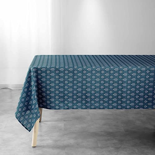 Douceur d'Intérieur Nappe Rectangle (145 x 240 cm) Manuela Bleu, Polyester Imprimé