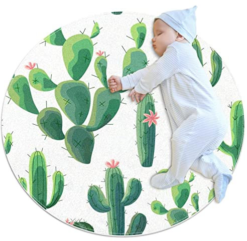 Runde Teppiche, 1 m Durchmesser, tropisches Kaktus-Muster, weiches Wohnzimmer, Schlafzimmer, einzigartiger Teppich, Frauen, Yoga-Matte, Heimdekoration