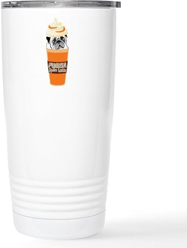 CafePress Funny Pug Pumpkin Pugkin Spice Latte Mugs Stainless Steel Travel Mug, Insulated 20 oz. Coffee & Tea Tumbler