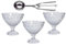 3er Set Eisbecher Schalen und Dessertgläser aus Glas + 1 Metalllöffel für Eiscreme