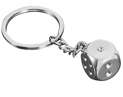 Würfel Schlüsselanhänger Metall Persönlichkeit Würfel Modell Legierung Schlüsselanhänger 3D Silber Würfel Charm Anhänger Schlüsselanhänger Geschenk Edelstahl Glück Auto Schlüsselanhänger, silber, M