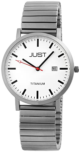 Just Luke Herren-Uhr Zugband Titan Datum Analog Quarz JU20159 (silberfarbig weiß 1)
