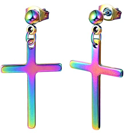 feilok Boucles d'oreilles croisées goujons en acier inoxydable pour hommes et femmes