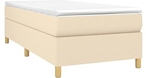 vidaXL Bettgestell, Polsterbett Bett für Schlafzimmer, Bettrahmen mit Lattenrost, Schlafzimmerbett Einzelbett, Creme 80x200cm Stoff