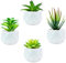 MukMlon Plante Artificielle,Petite Simulation Succulent,Fausse céramique Blanche,Bureau, décoration intérieure(4pcs)