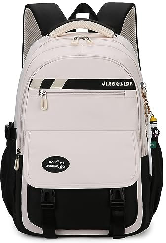 Waniki Schulranzen Mädchen Schulrucksack Junge Großen Rucksack Schule Wasserdicht Nylon Schultasche Damen Herren Laptop Tasche School Backpack für Girls Boys Schule Reise Sport (Schwarz)