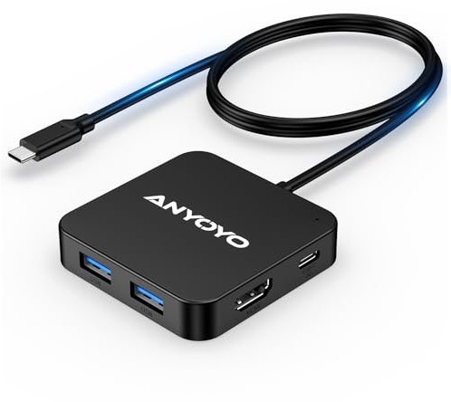 ANYOYO 7-in-1 USB C Hub with 4K HDMI, 100W Power Delivery, 3x USB-A 3.0, USB-C Data Port - Multiport Adapter for MacBook Pro/Air, iPad Pro, Laptops