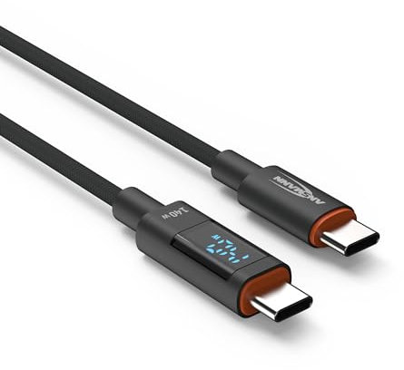 ANSMANN Ladekabel 120 cm USB Typ C für schnelles Aufladen von Smartphone, Tablet, Laptop, etc. mit bis zu 140 W Ausgangsleistung/Hochwertiges Kabel für Büro, Home Office, Gamer, Schlafzimmer
