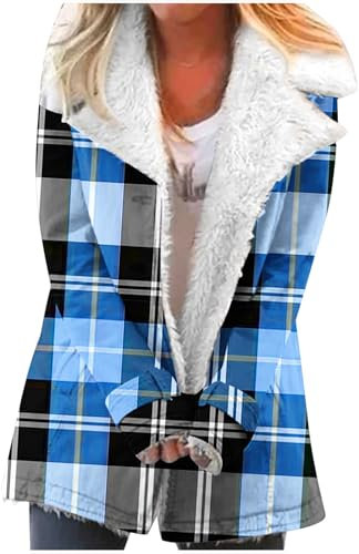 TURWXGSO Witer Mäntel für Damen, UK-Revers, Fleecefutter, Jacken, Oberbekleidung, Winter, warm, dick, weiches Fleece, Kapuzenoberbekleidung, lässig, lange Ärmel, Hose, bequemer Übermantel, lockere