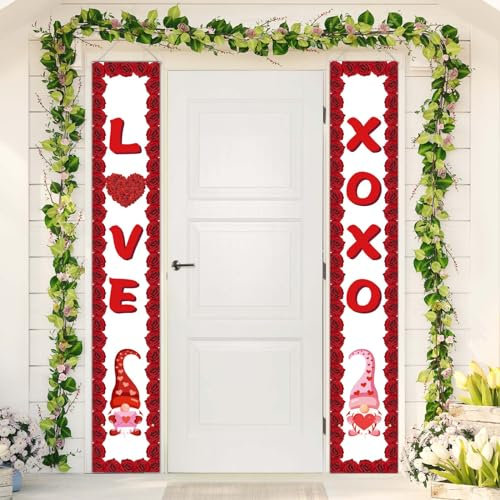WEDNOK Love XOXO Banners Wedding Anniversary Banner Valentine Day Door Porch Banner Romantic Door Hanging Banner for Couples Just Married Bridal Party Backdrop Photography Decorations