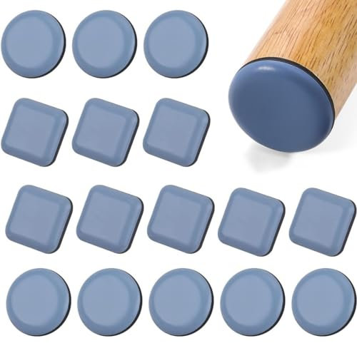 EOUIAV Feltrini Teflon 16 Pezzi, Piedini per Mobili Autoadesivo in Teflon, Scivoli per Mobili, per Mobili Pesanti scivoli per tappeti in PTFE (Quadrati e Rotondi)