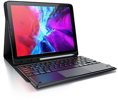 CSL - Bluetooth Tastatur inkl. Schutzcase mit Notebook-ähnlicher Tastatur, mit Stifthalterung, Deutsches QWERTZ-Layout, Kompatibel mit iPad Pro 12,9 Gen. 3+4