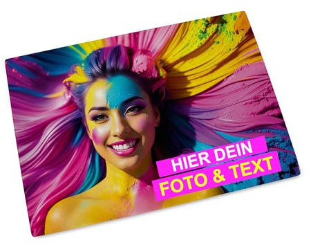Kiwistar - Planche à découper en verre 20 x 28,5 cm – Verre – Personnalisable – Personnalisable – Idée cadeau – Planche à découper avec photo et texte
