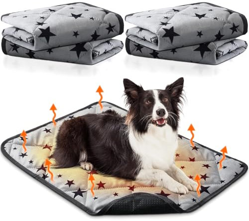 Namalu 4 Selbstwärmende Katzendecken Selbstheizende Hundedecke mit Stern Muster Weiche Decke für Haustier Waschbares Hundebett rutschfeste Heizdecke für Outdoor Indoor (60 x 90 cm, Rechteck)