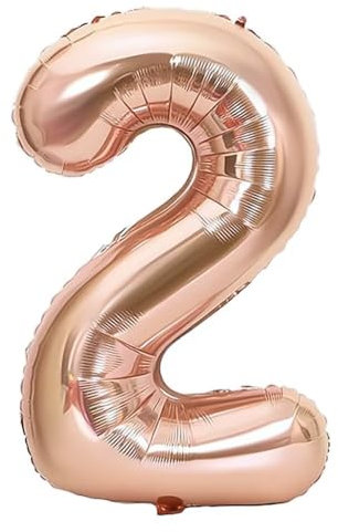 Elizakumi Rosegold Number 2 Balloon Large 2th Birthday Anniversary Helium Foil Number Balloon 2 Rose gold / 40inch Party Deco