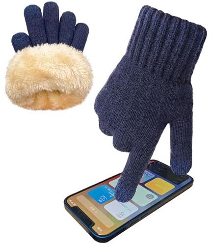 lifwimner Winter Handschuhe Damen Touchscreen Warme Fleece Strickhandschuhe Thermo Winterhandschuhe für Outdoor Sport Laufen Radfahren Freizeit(Marineblau)