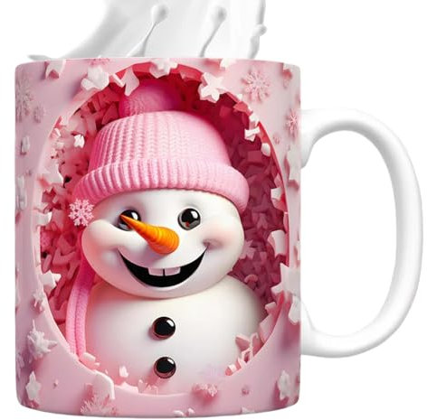 Tazas de cerámica, taza de té 3D de Navidad de 350 ml, taza de agua helada para leche, agua helada, , café, té