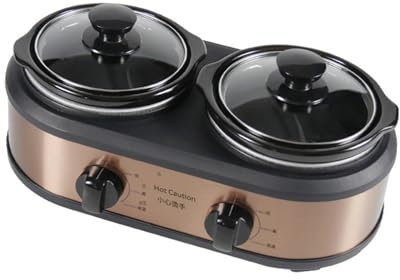 Pentola a due estremità per zuppa automatica, pentola elettrica multifunzionale, doppio 2 pentole per cottura lenta, riscaldatore per alimenti, temperatura regolabile